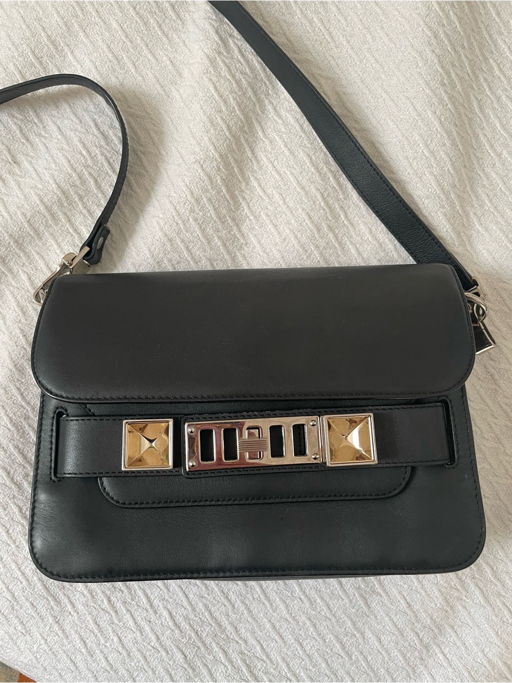 Proenza Schouler Black PS11 Mini Classic Flap Shoulder Bag
